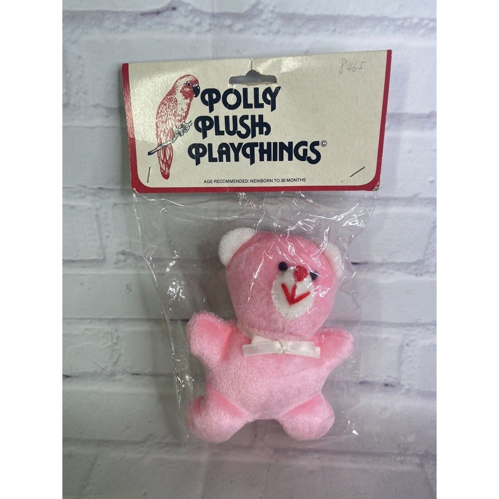Edie Creations Polly Plush Playthings Terry Cloth Plush Stuffed Pink Teddy Bear
